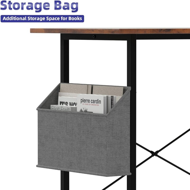 47 Inch Computer Desk for Small Spaces with Storage Bag, Home Office Work Desk with Headphone Hook