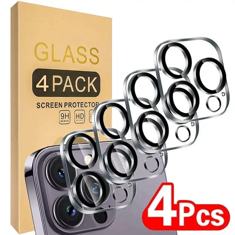 Protector de pantalla de cristal templado para cámara trasera, película antiarañazos, HD, transparente, para iPhone 13Mini, 13, 14, 15 Pro Max, 4/1 Uds.
