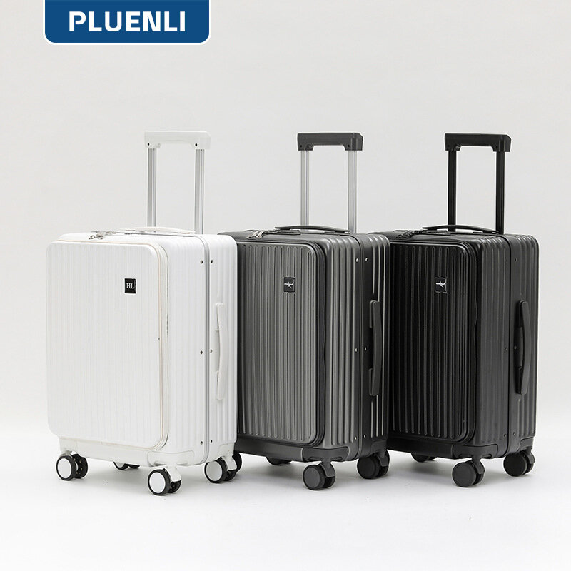 PLUENLI New Front Open Computer Warehouse Integrated Aluminum Frame Deepening Large Capacity Trolley Case Usb Charging Mobile