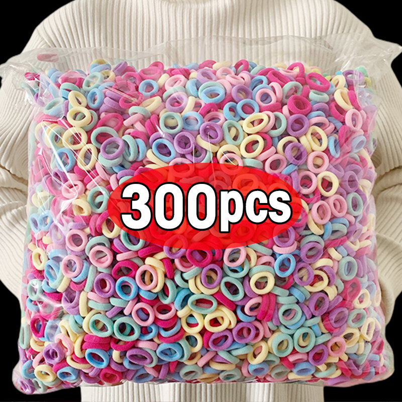 100/300/500 pcs Girls Colorful Elastic Hair Bands Ponytail Hold Hair Tie Rubber Bands Scrunchie Hair Accessories Bands for Girls