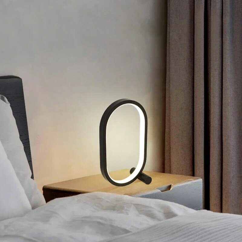 Lampu meja LED bulat minimalis Modern, alat penerangan samping tempat tidur, dekorasi lampu malam ruang tamu Hotel
