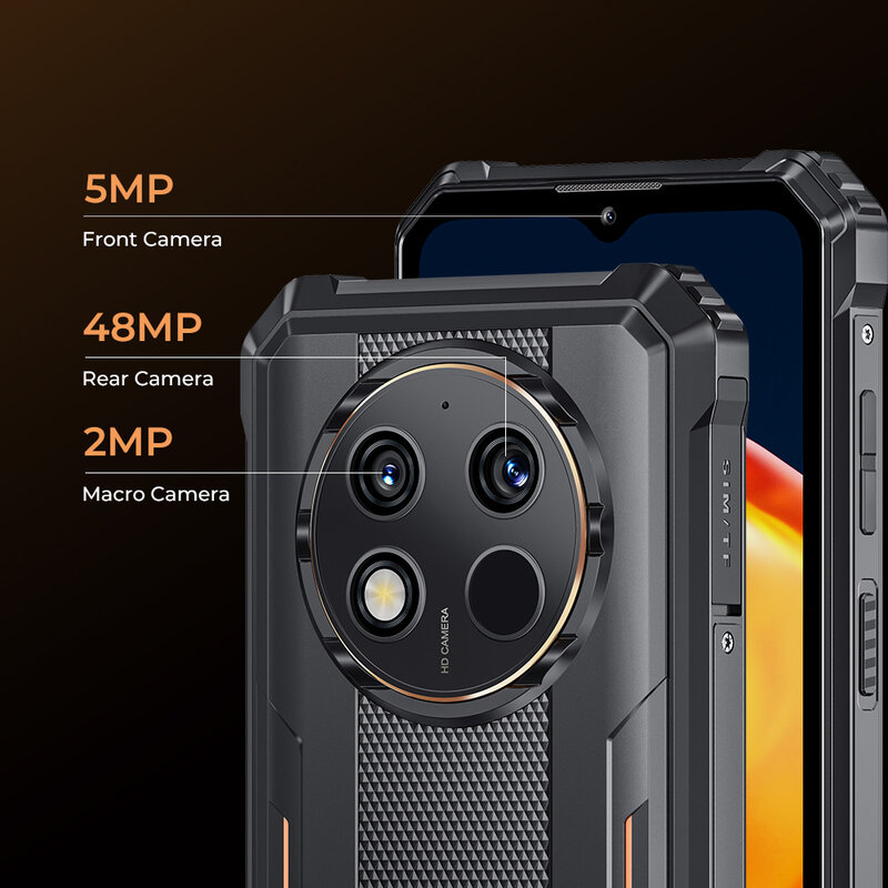 Oukitel-cámara resistente WP28 de 6,52 pulgadas, HD + 10600mAh, 8GB + 256GB, Android 13, 48MP