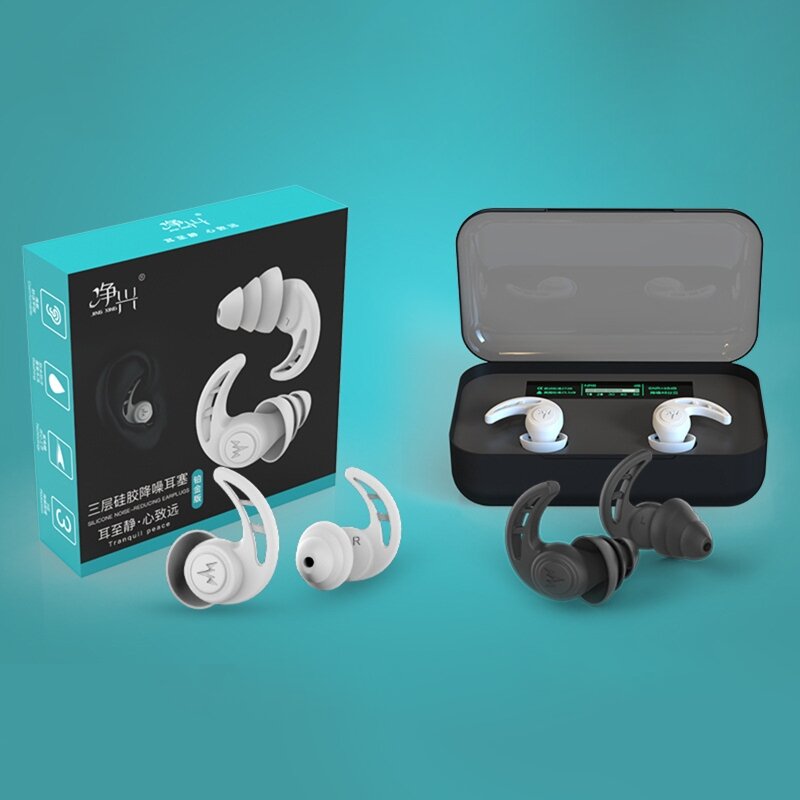 Tampões para os ouvidos de silicone macio de 3 camadas 2 peças Tampões para os ouvidos com redução de ruído para dormir com