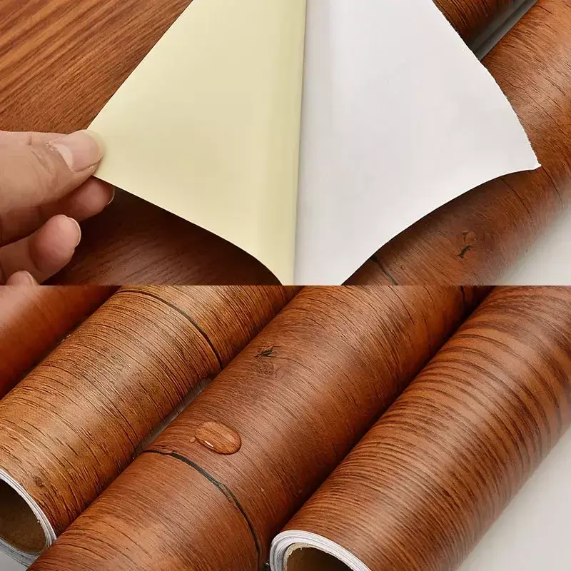 Holzmaserung DIY Aufkleber PVC selbst klebende wasserdichte Tapeten Renovierung Möbel Wanda uf kleber Wohnkultur klebriges Papier Aufkleber