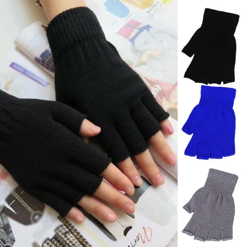 Hot Magic Knitted Gloves Stretch Half Finger Glove Winter Warm Mittens Solid Fingerless Gloves Girl Soft Wrist For Men And Women