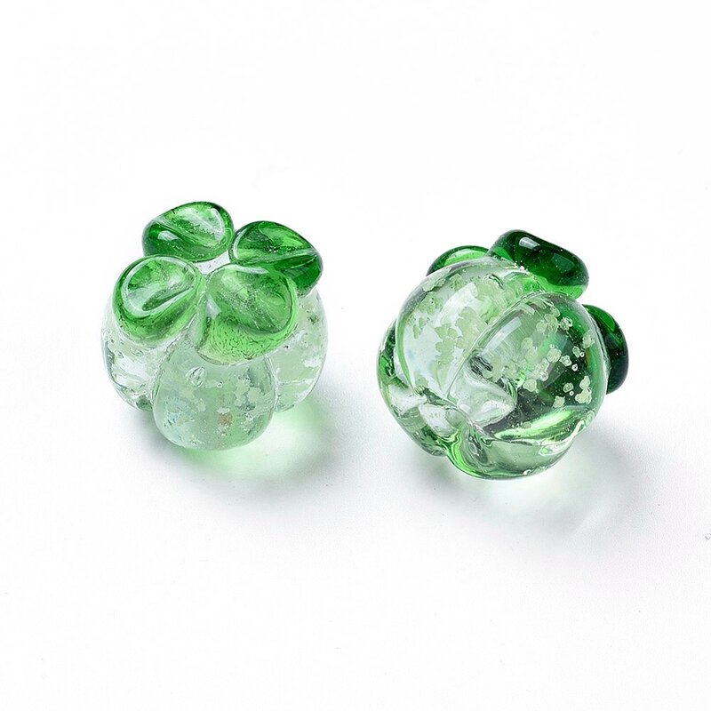 Cuentas luminosas hechas a mano con forma de calabaza, 10 piezas, Color verde, para hacer joyas, pulseras, collares y pendientes