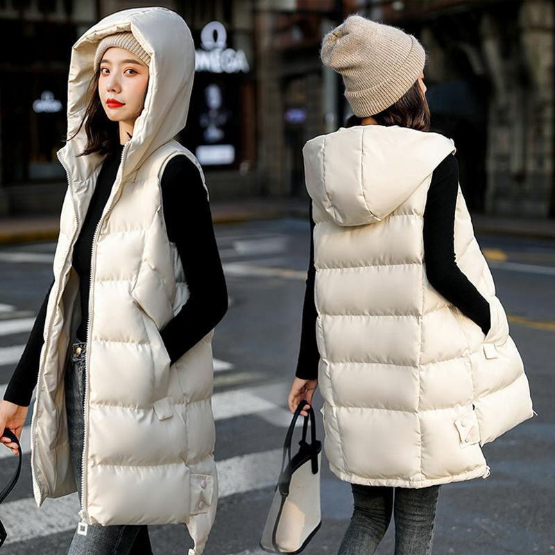 Women's mid-length loose vest, sleeveless jacket, 3XL vest, New, Autumn/Winter, 2024