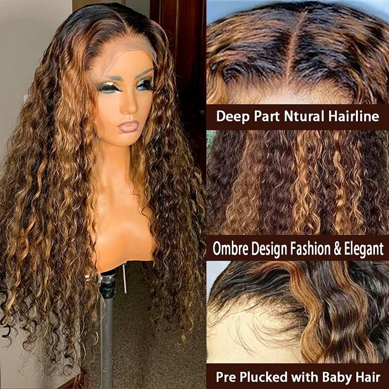 Гладкий кудрявый парик из человеческих волос для женщин, коричневый парик на сетке, парик из бразильских волос без повреждений, парики 13X1, женские парики на сетке с Т-образной волной