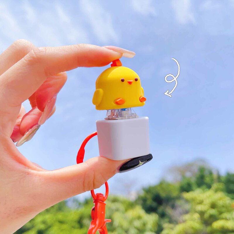 Creative Funny Cartoon Cute Yellow Chicken Pressing Sound Toys Mechanical Keyboard Button Keychain Pendant Stress Relief Toys