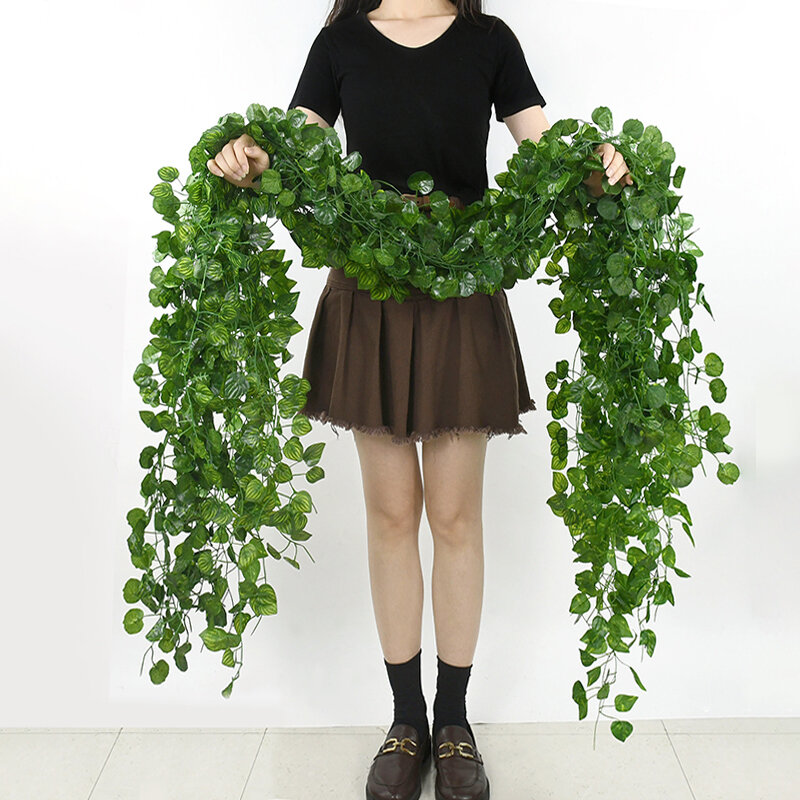 Искусственное зеленое растение, 2,1 м, искусственная шелковая висячая лоза, украшение для дома и сада, Свадебная вечеринка, искусственный венок «сделай сам», листья