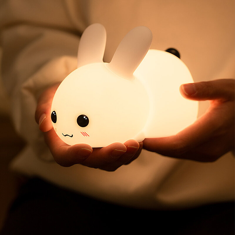 Bunny Night Lights para crianças, Dual Color, USB recarregável, controle remoto, Touch Bedside Lamp, Presentes fofos para berçário do bebê