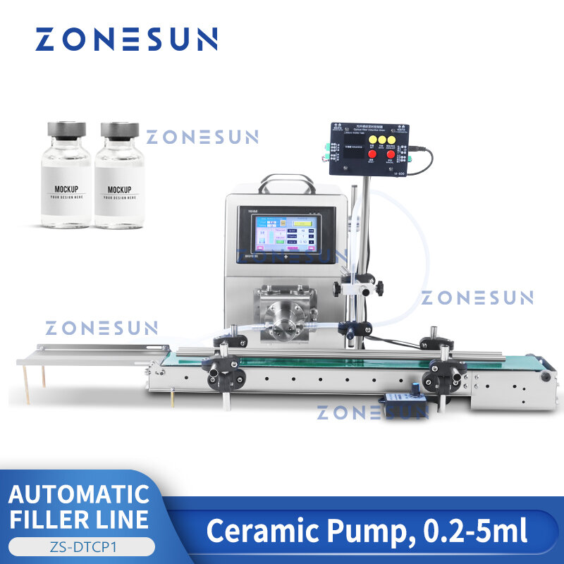 Machine de remplissage liquide automatique de fiole de ZS-DTCP1 de ZONESUN avec le remplisseur en céramique de bouteille de pompe de goutte d'oreille de réactif de la ceinture 0.2-5ml de Conyer