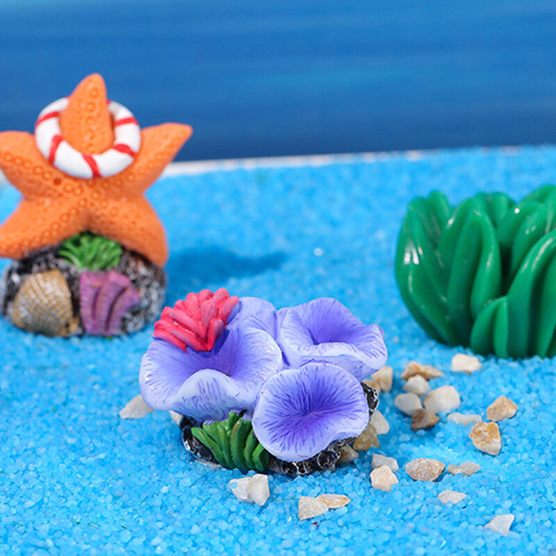Mini resina simulada coral, decoração do aquário de algas marinhas, figura em miniatura artesanal, ornamento para jardim de fadas, micro paisagem