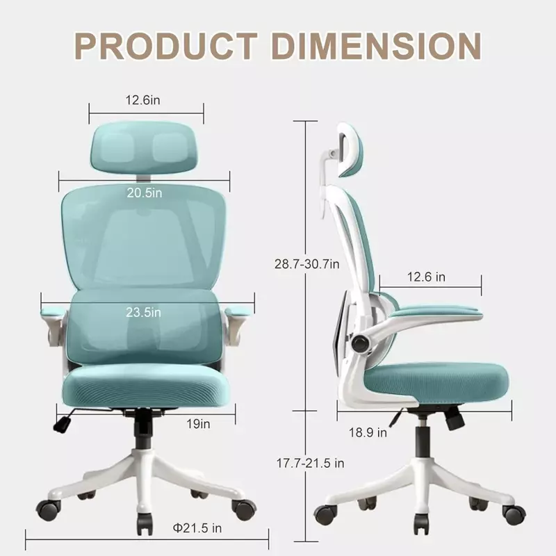 Krzesło do pracy na komputerze krzesło biurowe wysokim oparciem ergonomiczne krzesło biurowe z stabilizator lędźwiowy regulowanym zagłówkiem 3D podłokietnik i lędźwiowy gracz