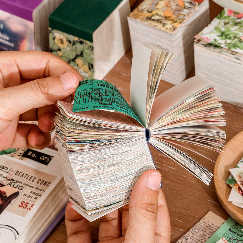 Journamm 400 Buah/Pak Kertas Ringan Kertas Kerajinan Antik Buku Mini DIY Perlengkapan Dekor Album Foto Kolase Seni Buku Tempel