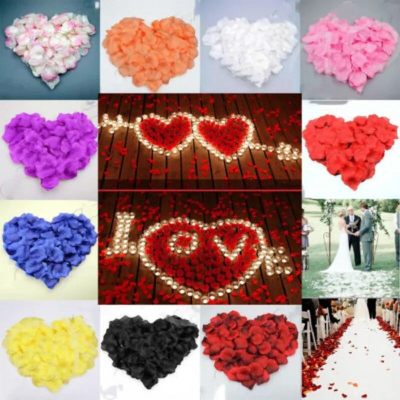 100Pcs Artificial Fake Rose Petals Colorful Red White Gold Roses Petal Flowers for Romantic Wedding Party Favors Decoration