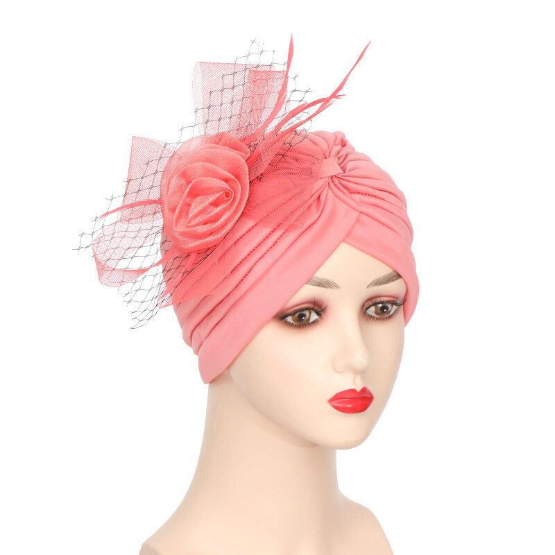 Softness Comfort Muslim Hijab Turban Hats Flower Bonnet for Women Cancer Chemo Beanies Cap Headwrap Headwear Pre Knotted Turban