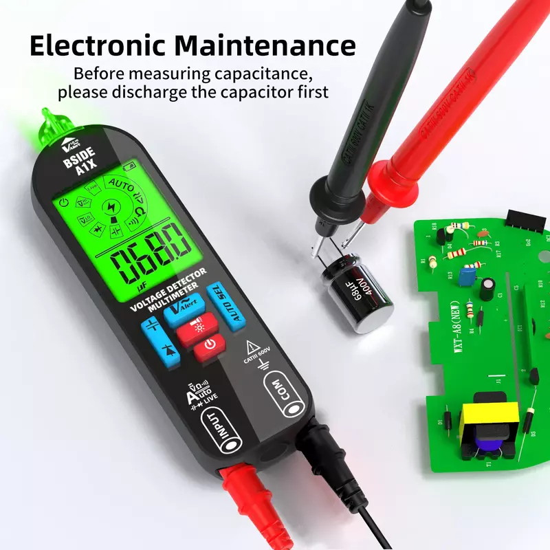 Bside smart digital multimeter wiederauf ladbarer elektronischer tester ac dc kontaktloser ncv automatischer dioden kondensator haltepunkt messer