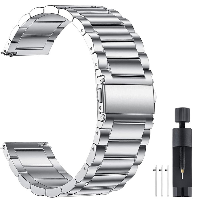 Gelang jam tangan Stainless Steel 22mm, gelang Stainless Steel 22mm untuk Huami, Amazfit GTR, 47mm, Pace Stratos Bip 5, Loop tali gelang untuk GTR 4 3 Pro 2 2e dengan alat