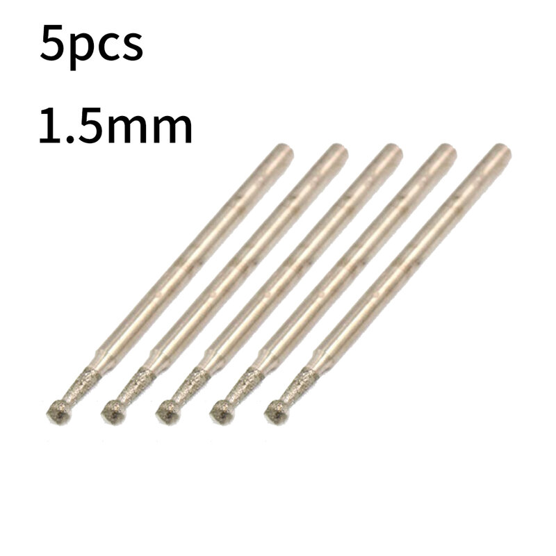 5pcs Ball Round Rotary Diamond Burr Drill Bit 0.5mm-3mm For Glass Tiles Stone Engraving Forming Drilling Filing