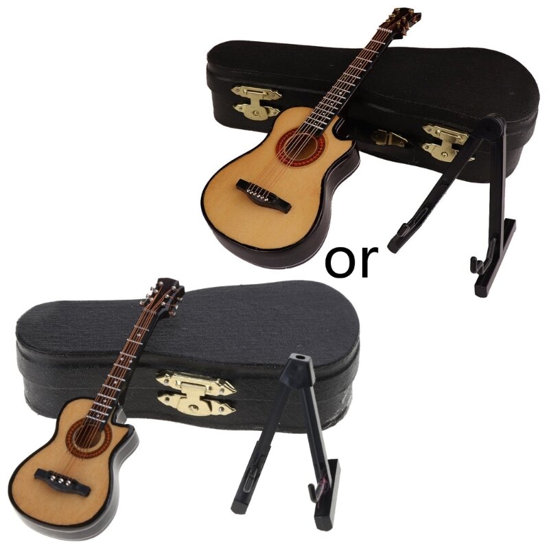 Newborn Photography Prop Antique Mini Guitar for Baby Photoshoots Wood Musical Instrument Decorations Birthday Gift
