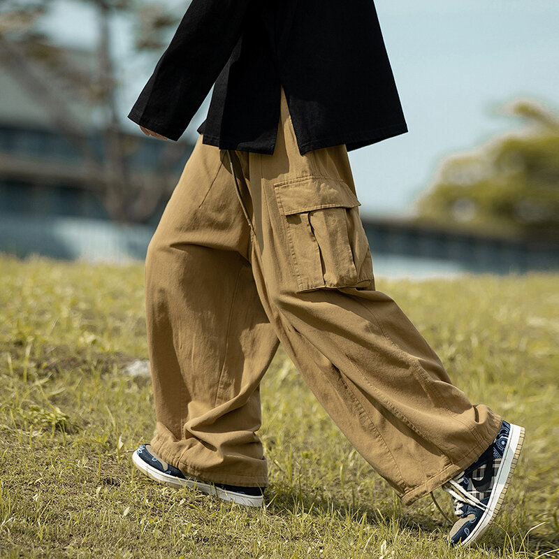 Pantalon Cargo à jambes larges pour homme, Baggy ample en coton, décontracté, de haute qualité, à la mode, Y2k Cityboy