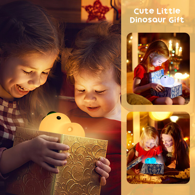 Силиконовая настольная лампа, дневной свет, яркий Динозавр для детской комнаты, Праздничный Рождественский подарок, настольный декор, лампы с зажимом