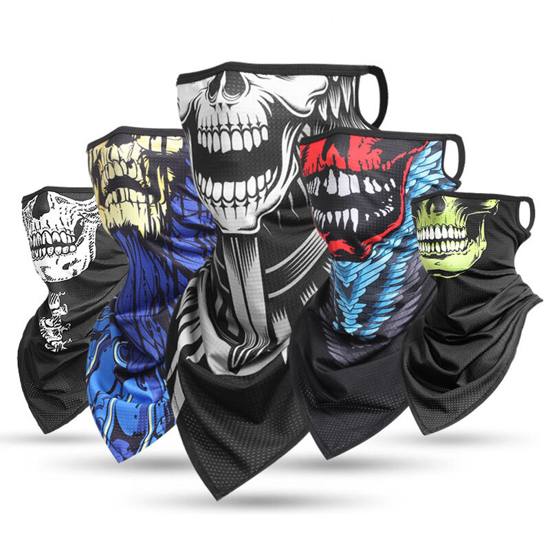 Mascarilla facial de protección multiusos para motocicleta y bicicleta, máscara con calaveras para exteriores, calentador de tubo y cuello