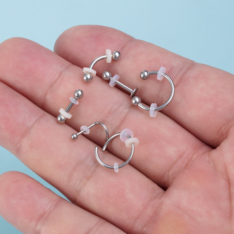 Coussretours de bijoux de piercing en silicone, disques de guérison flexibles, anti-hyperplasie pour les partenaires, boucle d'oreille cartilage, anneau de langue antarctique, 10 pièces