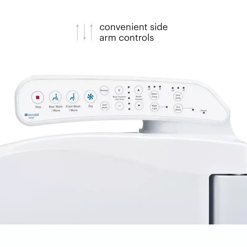 Brondell SE400-EW Swash SE400 Electric Bidet Toilet Seat With Heated Seat, Oscillating Stainless Steel Nozzle, Warm Air Dryer, N