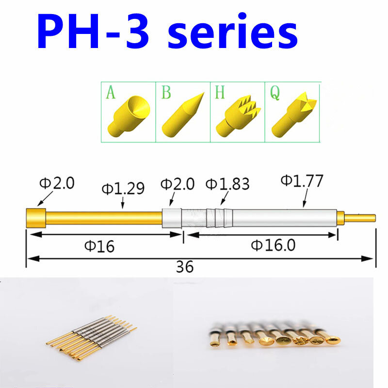 10PCS/pack Spring Test Probe PH-3H 3A 3B 3Q1 3G Integrated Pin Function Probe 1.77mm Pogo Pin Test Rack
