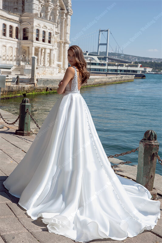 Popular Lvory Lady Wedding Dresses Flower Shoulder Straps Mopping Length Bride Gowns Romantic  A-Line Princess Vestidos De Novia