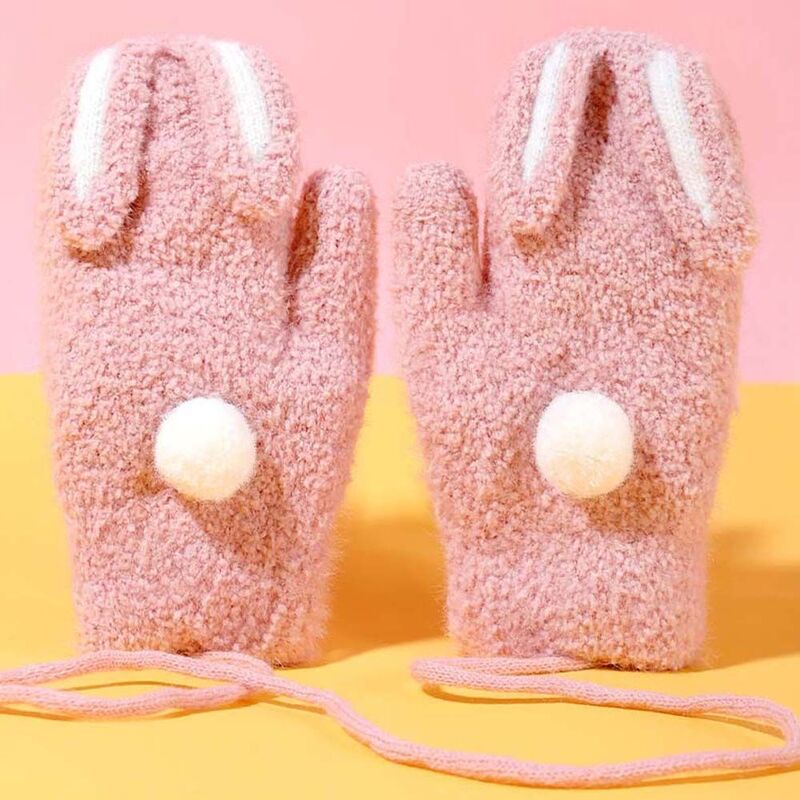 I conigli spessi tengono i guanti caldi per i bambini guanti per bambini guanti per dita intere guanti per collo appesi guanti per bambini