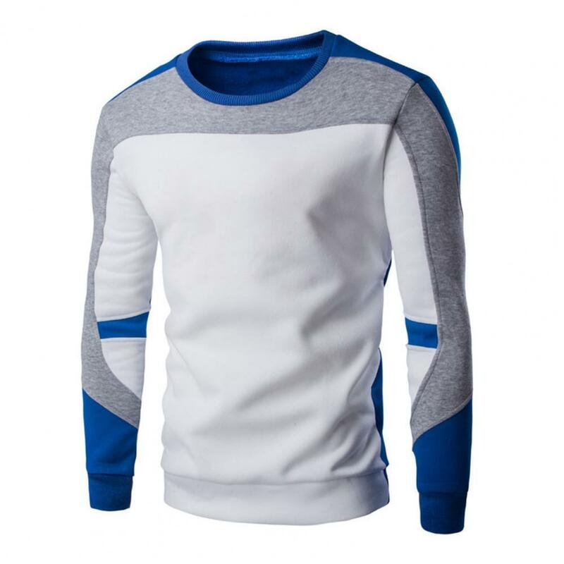 Mannen 'Sweatshirt Contrast Kleuren Patchwork Pluche Dikker Alle Match Warme Herfst Patchwork Kwaliteit Shirt Voor Werk Uitgaan dragen