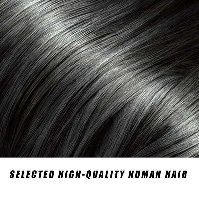 Peruca de cabelo humano fofa curta para homem, natural, invisível, reto, cobertura de cabeça, uso diário, 100% fashion