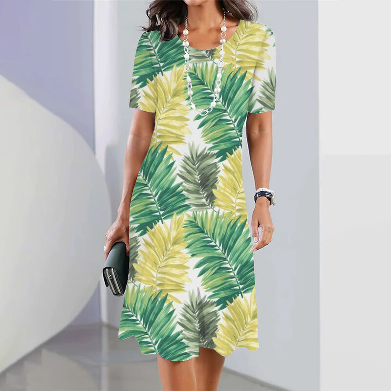 Платье женское длинное с цветочным принтом, элегантный винтажный пляжный Сарафан Макси в стиле Харадзюку, с коротким рукавом и круглым вырезом, на лето