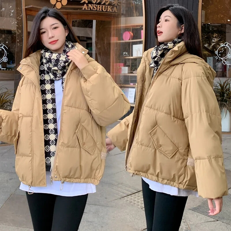 여성용 따뜻한 재킷 다운 코튼 코트, 두껍고 따뜻한 스노우 웨어, 아웃웨어 2023, 신상 퍼퍼 파카, 방풍 후드 면 의류