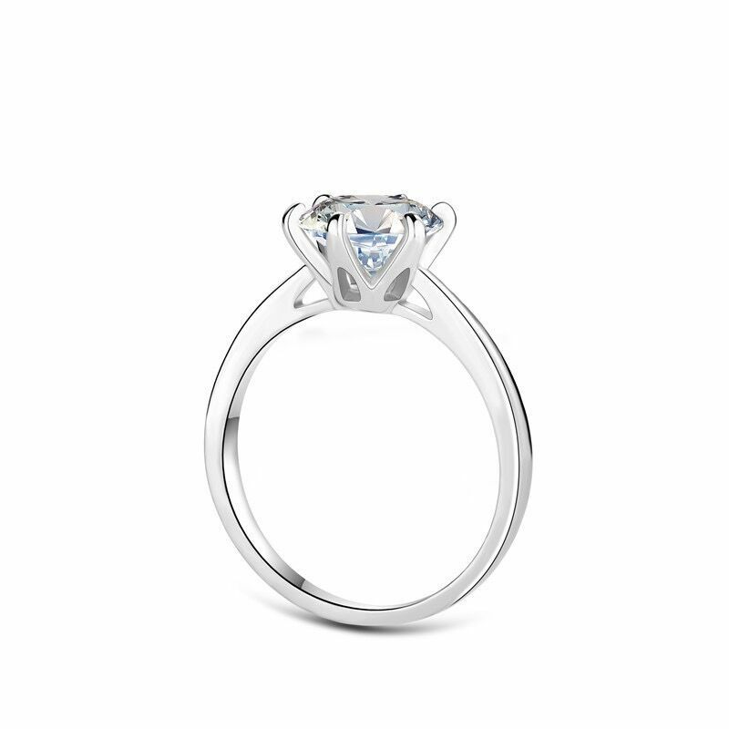 Anillo de diamante de moissanita, sortija clásica de seis garras, Plata sólida S925, 2Ct, color D, joyería de compromiso
