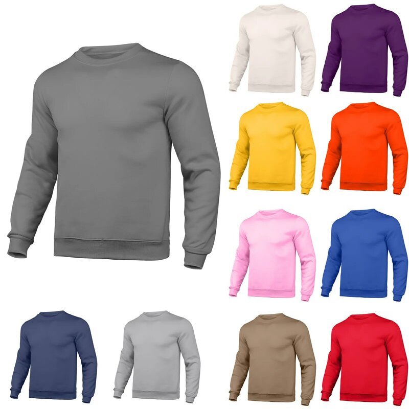 Suéter ajustado de cuello redondo para hombre, suéter informal de manga larga con bolsillo y cremallera, Color superior, cálido, otoño