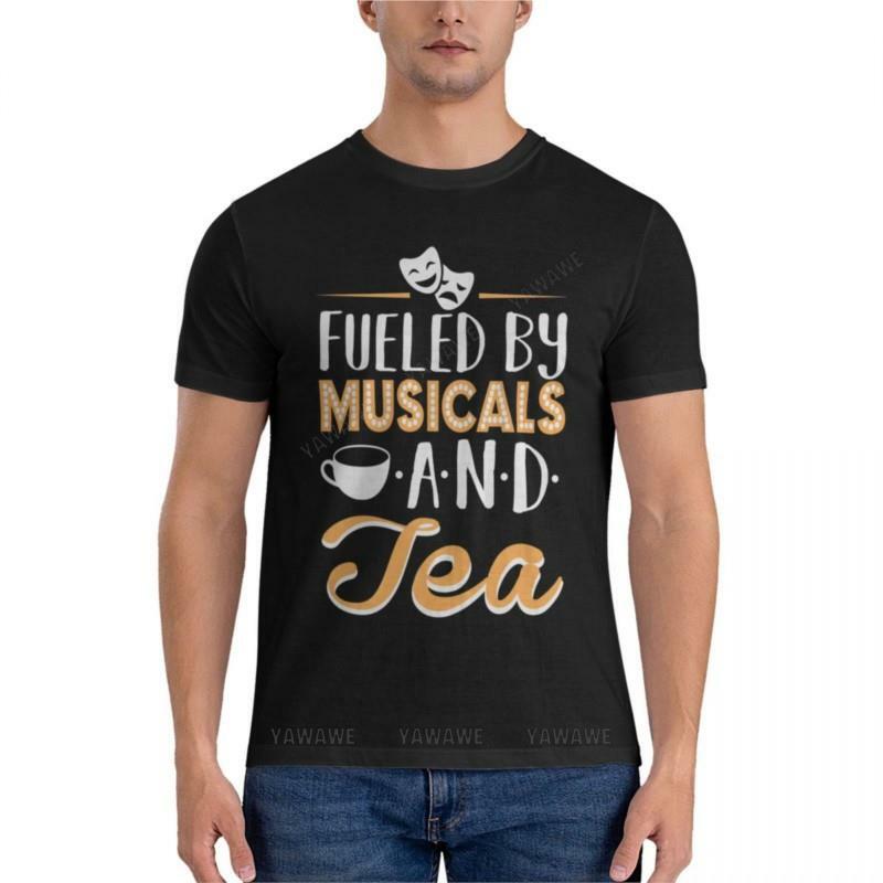 Camiseta de algodón para hombre, camisa clásica de manga corta, Fueled by Musicals and Tea