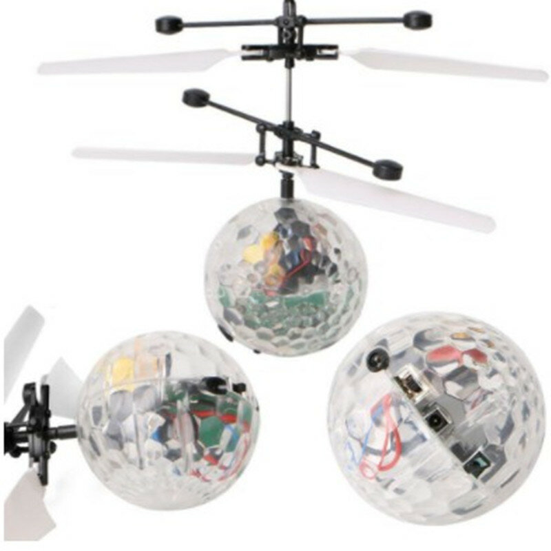 Bola voladora LED luminosa para niños, Avión de inducción infrarroja electrónica, juguetes de Control remoto, helicóptero de Control remoto con detección mágica