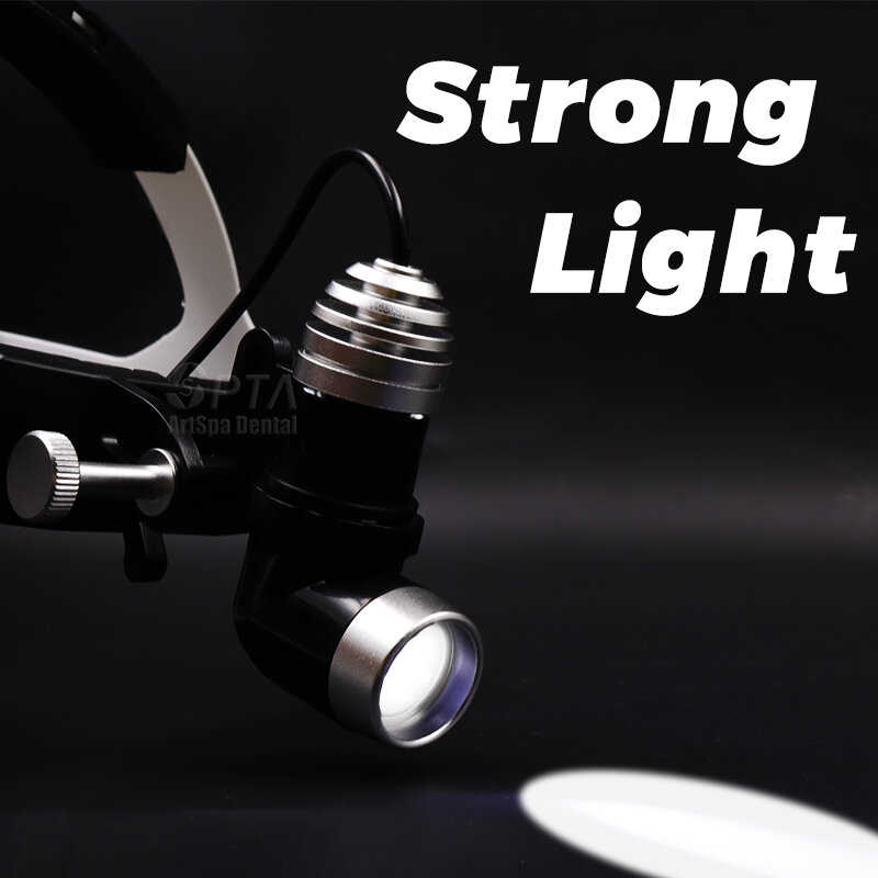 Lampu depan LED Dental 5W, lampu depan bedah Dental dengan cahaya kepala untuk teropong kaca pembesar kecerahan dapat disesuaikan