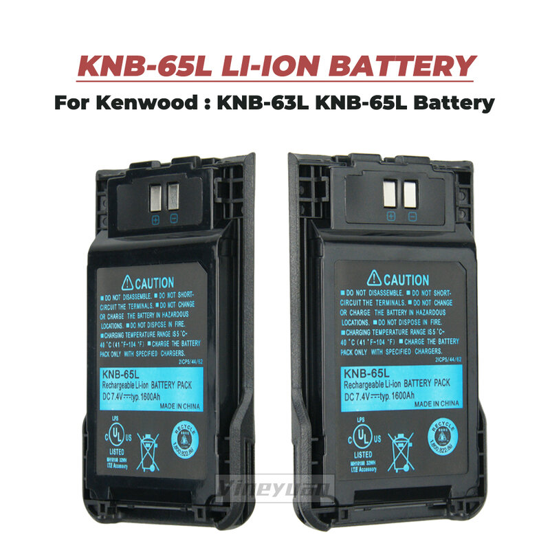 Batteria sostitutiva agli ioni di litio da 2 pezzi 1600mAh per Kenwood KNB-63L KNB-65L adatta a batteria Radio TH-K20A/K20E TH-K40A/K40E con cintura Cilp