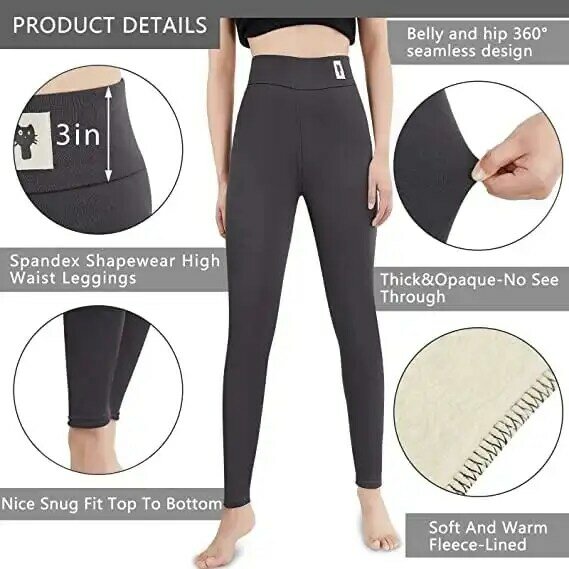 Women's Fleece Lined Leggings Thermal Winter Warm Tights High Waisted Casual Warm Winter Solid Pants, Buy 2 get 5% OFF