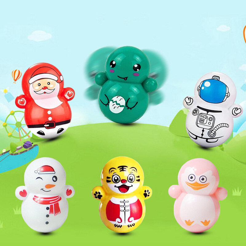 6 buah tumbler kartun Mini mainan meja edukasi boneka anak rumah-rumahan mainan kecil nostalgia untuk hadiah ulang tahun anak-anak