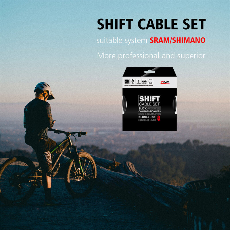 CNC Shifter Cabo para MTB, Road Bike, Bicicleta Universal Shifter engrenagem, Inner Wire Habitação Set, Shimano SRAM