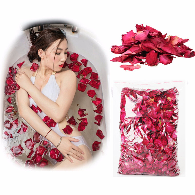 1 Pack Dried Rose Petals Natural Flower Bath Spa Whitening Shower Dry Rose Flower Petal Bathing Relieve Fragrant Body Massager