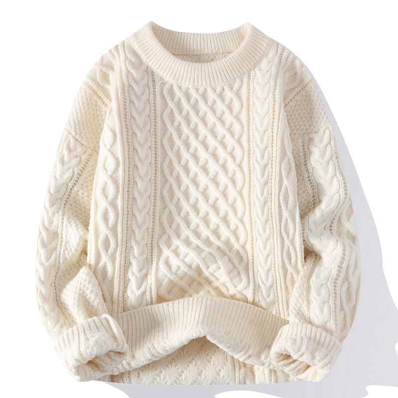 Осенне-зимний мужской свитер в винтажном стиле с круглым вырезом, однотонные мужские трикотажные пуловеры свободного покроя, мужские вязаные пуловеры в стиле ретро, свитера