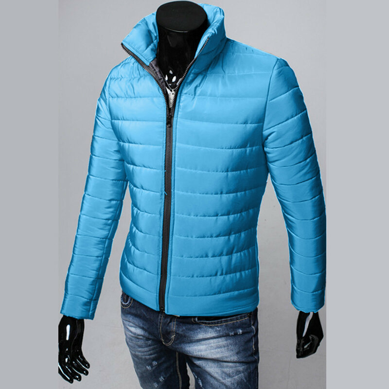 Мужская осенне-зимняя куртка, хлопковая теплая зимняя куртка на молнии со стоячим воротником и длинным рукавом, Мужское пальто с флисовой подкладкой