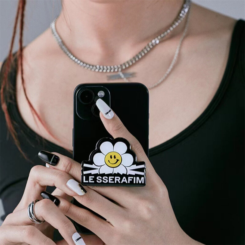 Креативный мультяшный акриловый чехол для телефона Kpop LE SSERAFIM с изображением смайлика портативная фотобумага для фанатов Коллекция подарков